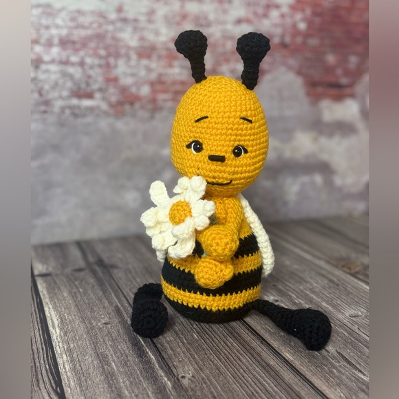 Handmade Other - Handmade Crochet Bee with Daisy Cute & Cuddly Amigurumi